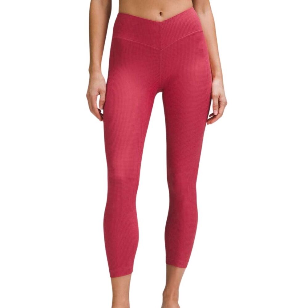 Lululemon V-Waist Yoga 25" Grid Texture Vintage Rose Pink Athletic Leggings
